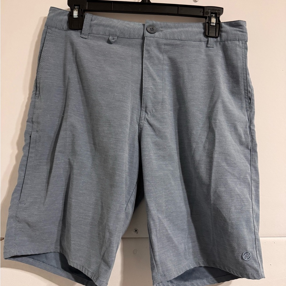 Casual Light Blue Men's Flat Front Shorts
